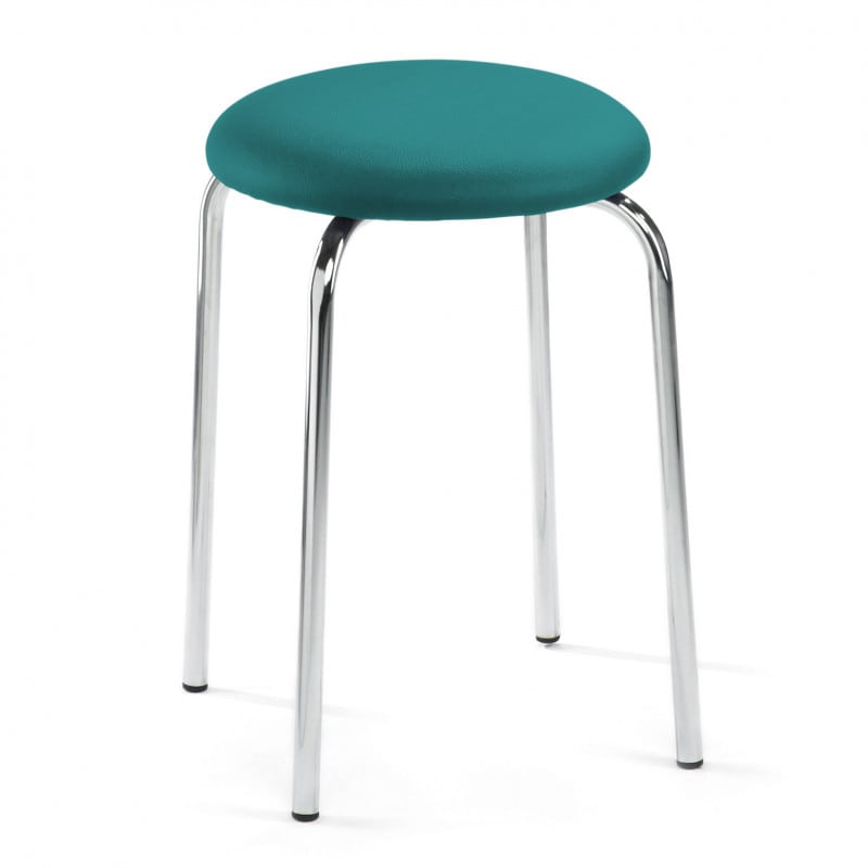 Leatherette-Stackable Stool, upholstered caribbean blue