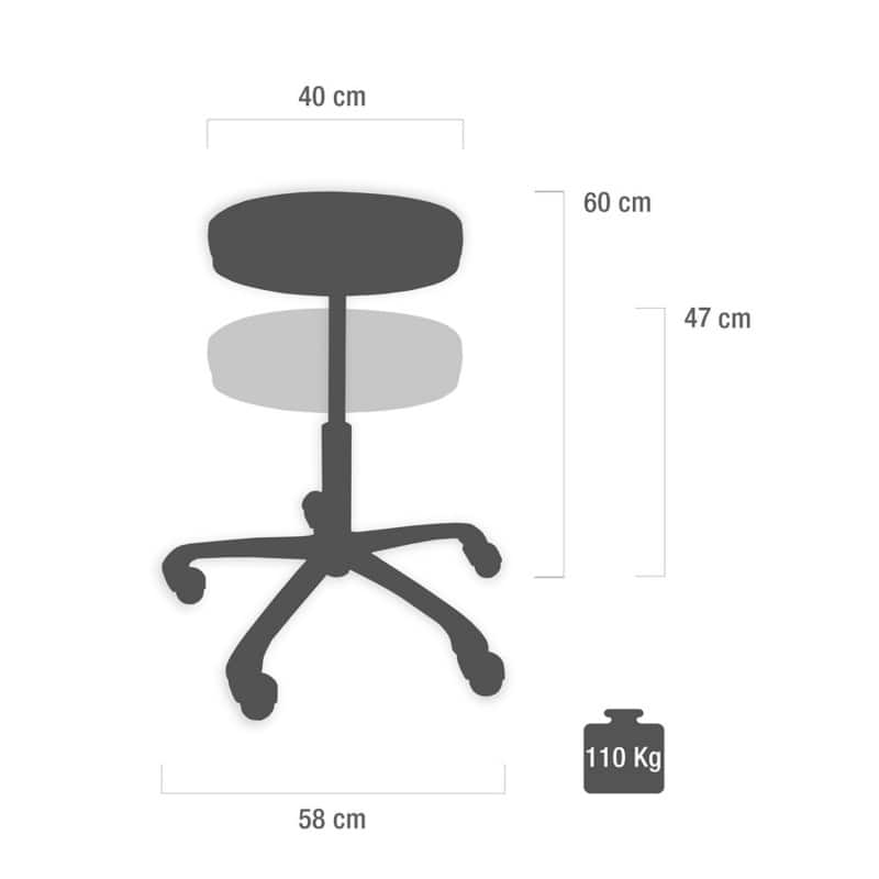 Medical Swivel Stool 55-73cm | yellow