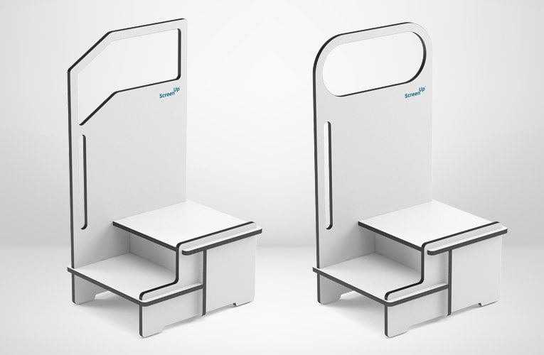 ScreenUp® Step-Up Platform with square handrail