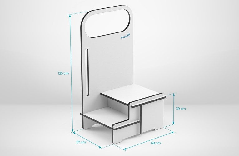 ScreenUp® Step-Up Platform with square handrail