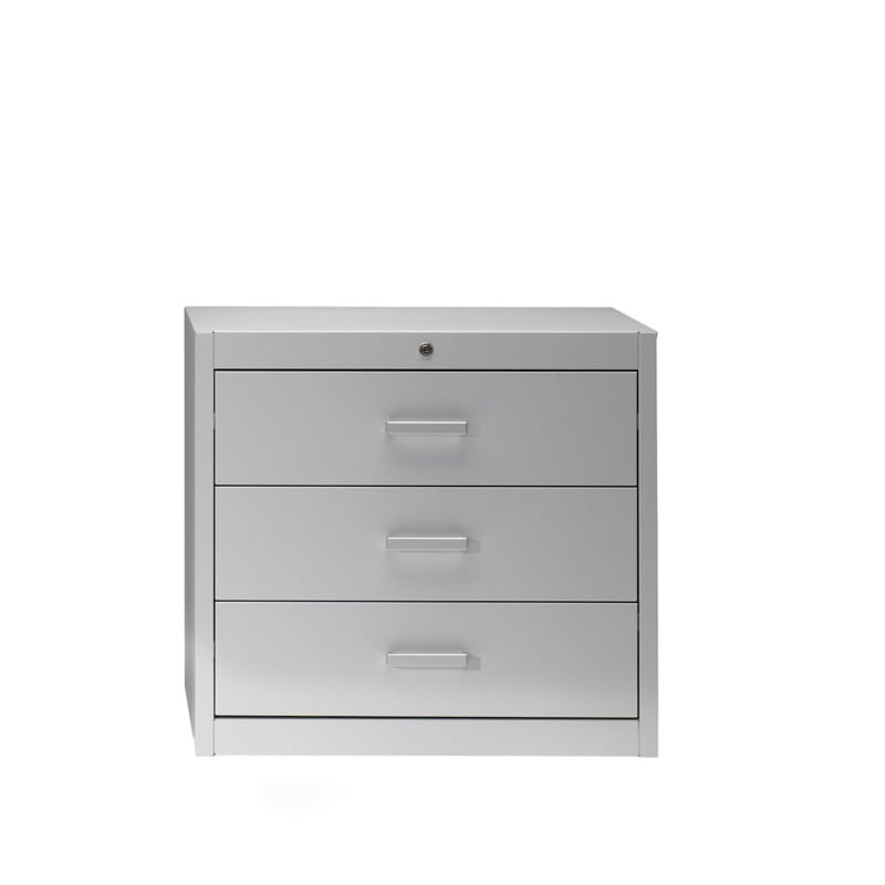 Mauser metallic storage cupboard with self closing system 3 drawers - 3 tracks | graphite