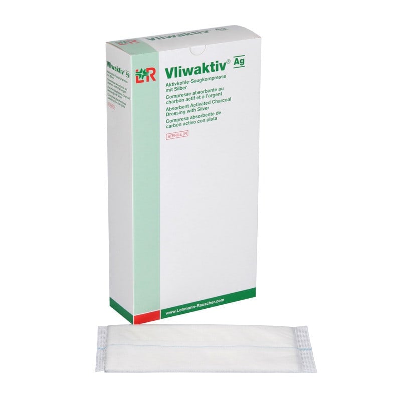 Vliwaktiv Ag Activated Charcoal Dressing 10 x 20 cm