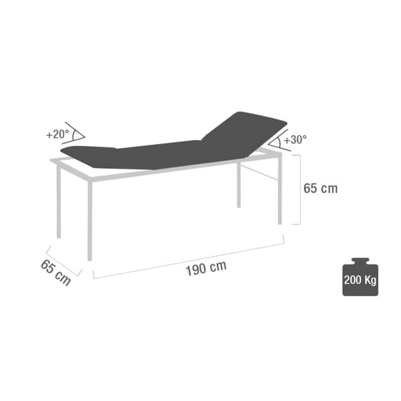 3-Section Exam Table chrome plated steel | mandarin