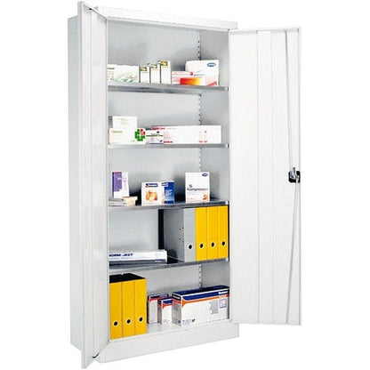 Locking Cabinet 95 cm | pure white | aluminium